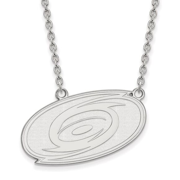 10k White Gold NHL Carolina Hurricanes Large Necklace 18 Inch